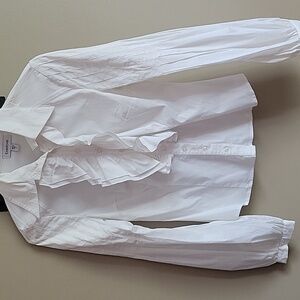 Bebe Women's Classic White Ruffle Button-Down Shirt